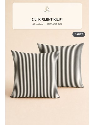 Larispera Çizgili Kırlent Kılıfı 2’li Set 40X40 cm Gizli Fermuarlı 8 Renk Seçeneği Dekoratif Koltuk-Kanepe-Yatak Yastık Kılıfı