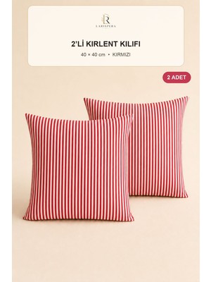 Larispera Çizgili Kırlent Kılıfı 2’li Set 40X40 cm Gizli Fermuarlı 8 Renk Seçeneği Dekoratif Koltuk-Kanepe-Yatak Yastık Kılıfı