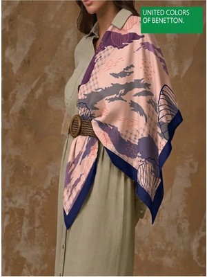 United Colors Of Benetton Sıena Desenli Eşarp -1006-90*90