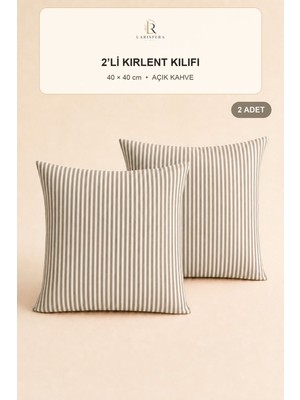 Larispera Çizgili Kırlent Kılıfı 2’li Set 40X40 cm Gizli Fermuarlı 8 Renk Seçeneği Dekoratif Koltuk-Kanepe-Yatak Yastık Kılıfı