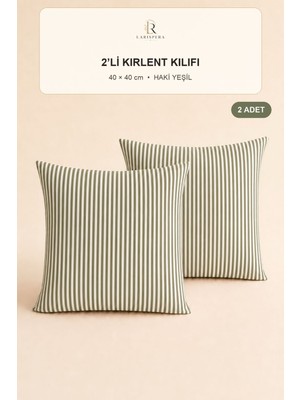 Larispera Çizgili Kırlent Kılıfı 2’li Set 40X40 cm Gizli Fermuarlı 8 Renk Seçeneği Dekoratif Koltuk-Kanepe-Yatak Yastık Kılıfı