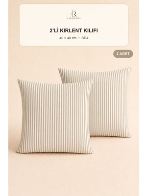 Larispera Çizgili Kırlent Kılıfı 2’li Set 40X40 cm Gizli Fermuarlı 8 Renk Seçeneği Dekoratif Koltuk-Kanepe-Yatak Yastık Kılıfı