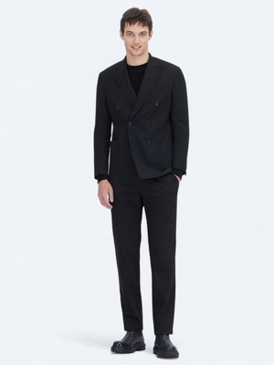 Kip Siyah Çizgili Comfort Fit Ceket