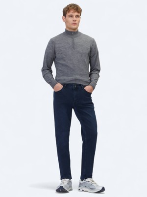 Kip Lacivert Slim Fit Denim Pamuk Karışımlı Pantolon