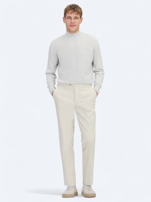 Kip Bej Dokuma Regular Fit Smart Casual Pamuk Karışımlı Pantolon
