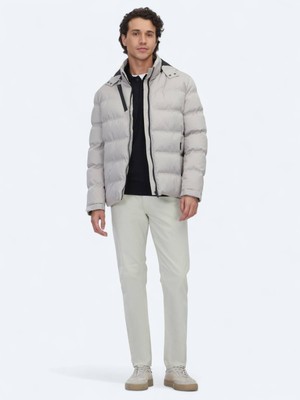 Kip Bej Regular Fit Kapüşonlu Casual Dokuma Mont