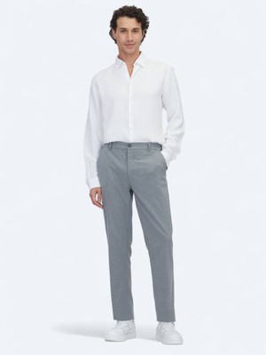 Kip Beyaz Regular Fit Uzun Dokuma Casual Gömlek