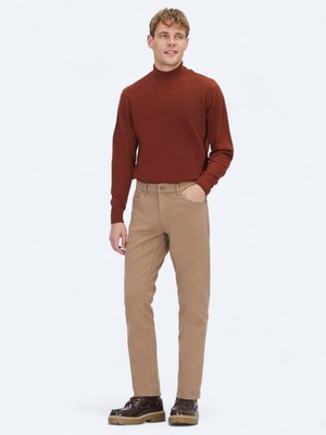 Kip Vizon Dokuma Slim Fit Casual Pamuk Karışımlı Pantolon