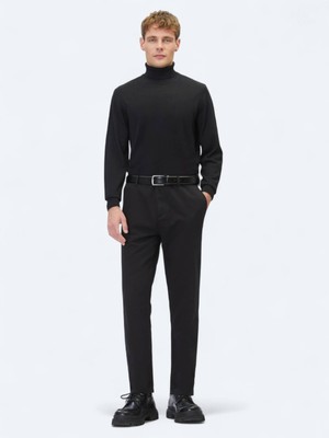 Kip Siyah Dokuma Relaxed Fit Casual Pamuk Karışımlı Pantolon