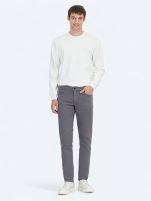Antrasit Dokuma Slim Fit Casual Pamuk Karışımlı Pantolon