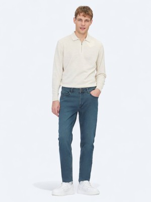 Kip Petrol Slim Fit Denim Pamuk Karışımlı Pantolon