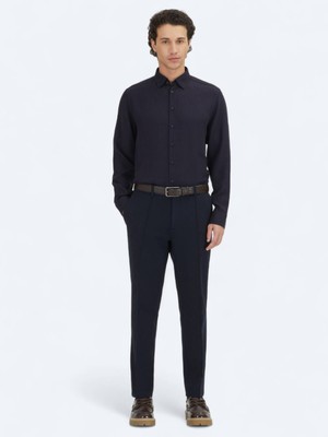 Kip Lacivert Regular Fit Uzun Dokuma Casual Gömlek