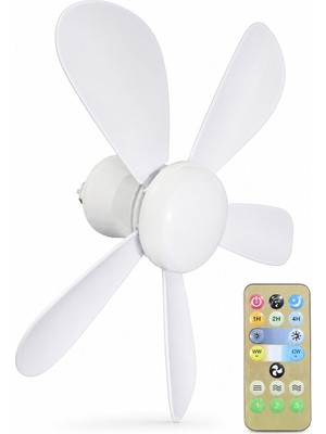 Hiva Kumandalı Pervaneli LED Ampul 35W E27 – 5 Kanatlı, 3 Renk ve 3 Kademeli Sessiz Tavan Vantilatörü