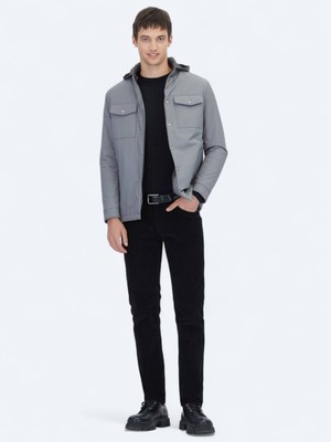 Kip Gri Regular Fit Micro Jel Elyaflı Spor Ceket