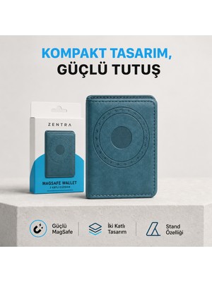 Ayers Premium Erkek ve Kadın Iki Katlı Magsafe Uyumlu Manyetik Kartlık Cüzdan, Güçlü Mıknatıslı Telefon Arkası Kart Tutucu, Hafif ve Kompakt Suni Deri, Magsafe Destekli Telefon ve Kılıflarla Uyumlu