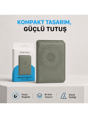 Ayers Premium Erkek ve Kadın Iki Katlı Magsafe Uyumlu Manyetik Kartlık Cüzdan, Güçlü Mıknatıslı Telefon Arkası Kart Tutucu, Hafif ve Kompakt Suni Deri, Magsafe Destekli Telefon ve Kılıflarla Uyumlu