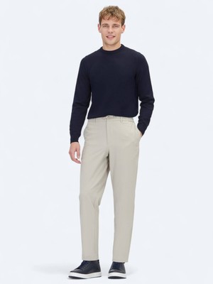 Bej Düz Dokuma Jogging Fit Casual Pantolon