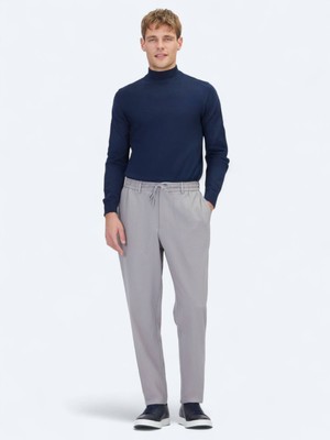Gri Düz Dokuma Jogging Fit Casual Pantolon