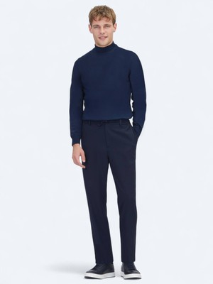 Kip Lacivert Düz Dokuma Jogging Fit Casual Pantolon