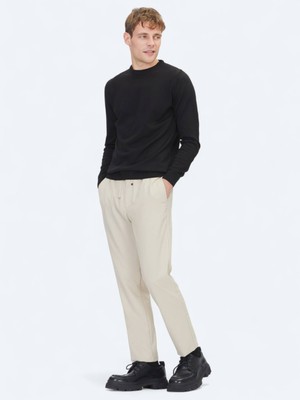 Koyu Bej Düz Dokuma Jogging Fit Casual Pantolon