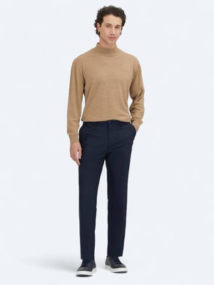 Lacivert Düz Dokuma Regular Fit Casual Pantolon