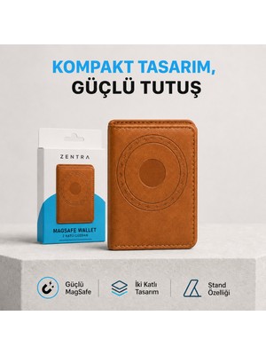 Ayers Premium Erkek ve Kadın Iki Katlı Magsafe Uyumlu Manyetik Kartlık Cüzdan, Güçlü Mıknatıslı Telefon Arkası Kart Tutucu, Hafif ve Kompakt Suni Deri, Magsafe Destekli Telefon ve Kılıflarla Uyumlu
