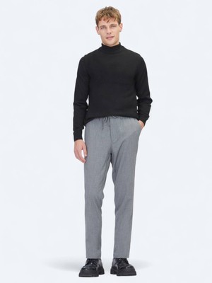 Antrasit Düz Dokuma Jogging Fit Casual Pantolon
