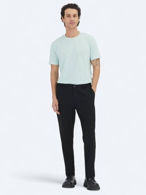 Kip Siyah Düz Dokuma Jogging Fit Casual Pantolon