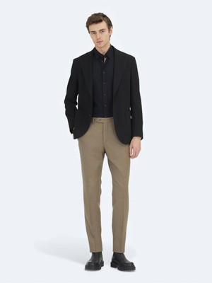 Kip Siyah Çizgili Modern Fit Ceket