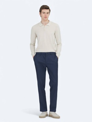 Kip Lacivert Düz Dokuma Fitted Fit Klasik Pantolon