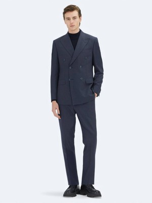 Kip Lacivert Mikro Modern Fit Yün Karışımlı Takım Elbise