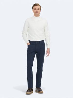 Kip Lacivert Düz Dokuma Slim Fit Spor Pamuk Karışımlı Pantolon
