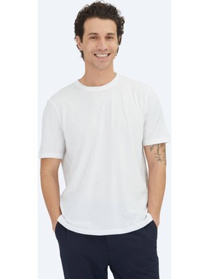 Kip Unisex Beyaz Düz Bisiklet Yaka %100 Pamuk T-Shirt