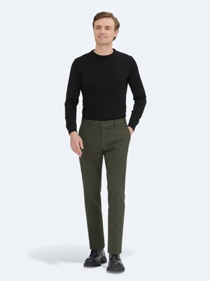 Kip Açık Yeşil Düz Dokuma Regular Fit Casual Pamuk Karışımlı Pantolon