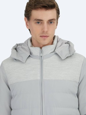 Kip Açık Gri Regular Fit Dik Yaka Casual Dokuma Mont