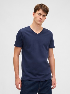 Gap Erkek Lacivert Pamuklu Jersey V Yaka T-Shirt