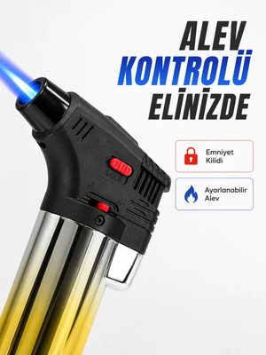Grandor Çok Amaçlı Jet Alev Çakmak Kamp Mutfak ve Puro Kullanımına Uygun