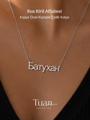 Tuan Collection Komple Çelik Rus Kiril Alfabesi Isim Kolye Kişiselleştirilebilir Isim Kolye Özel Tasarım