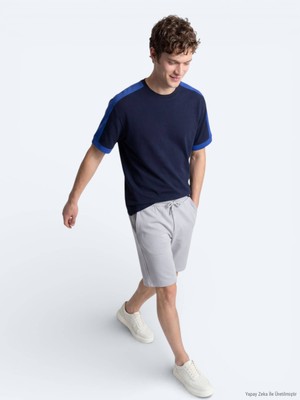 Kip Lacivert Düz T-Shirt