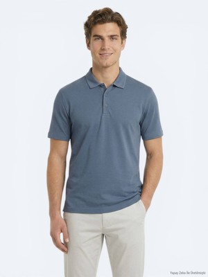 Kip İndigo Düz Polo Yaka T-Shirt