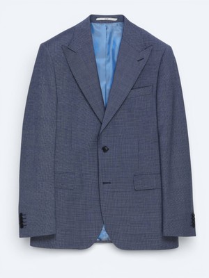 Kip Mavi Modern Fit Yün Karışımlı Takım Elbise