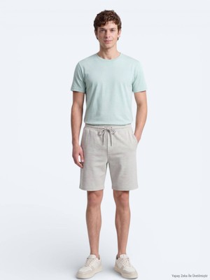 Kip Su Yeşili Düz Örme Regular Fit Casual Bermuda
