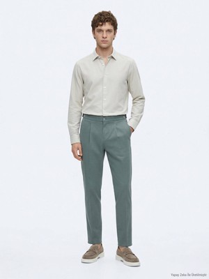 Kip Mint Düz Dokuma Regular Fit Casual Pamuk Karışımlı Pantolon