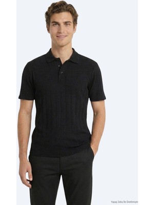 Kip Siyah Çizgili %100 Pamuk T-Shirt