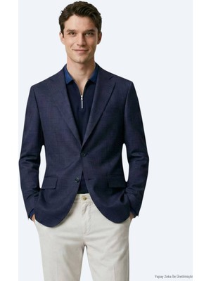 Kip Gri Mikro Modern Fit Yün Karışımlı Ceket