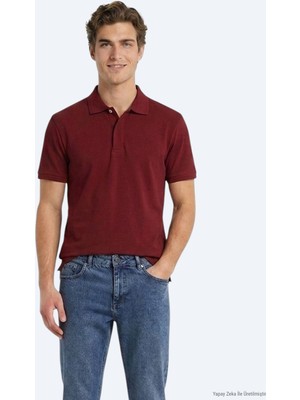 Kip Bordo Düz %100 Pamuk T-Shirt