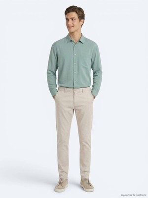 Kip Bej Dokuma Jogging Fit Casual Pamuk Karışımlı Pantolon