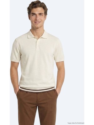 Kip Bej Düz %100 Pamuk T-Shirt