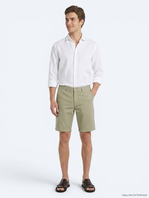 Kip Yeşil Düz Kumaş Jogging Fit Casual Bermuda