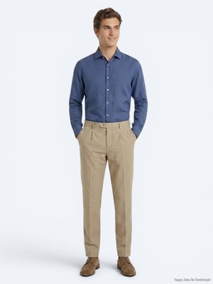 Kip Karamel Kumaş Relaxed Fit Casual Pamuk Karışımlı Pantolon